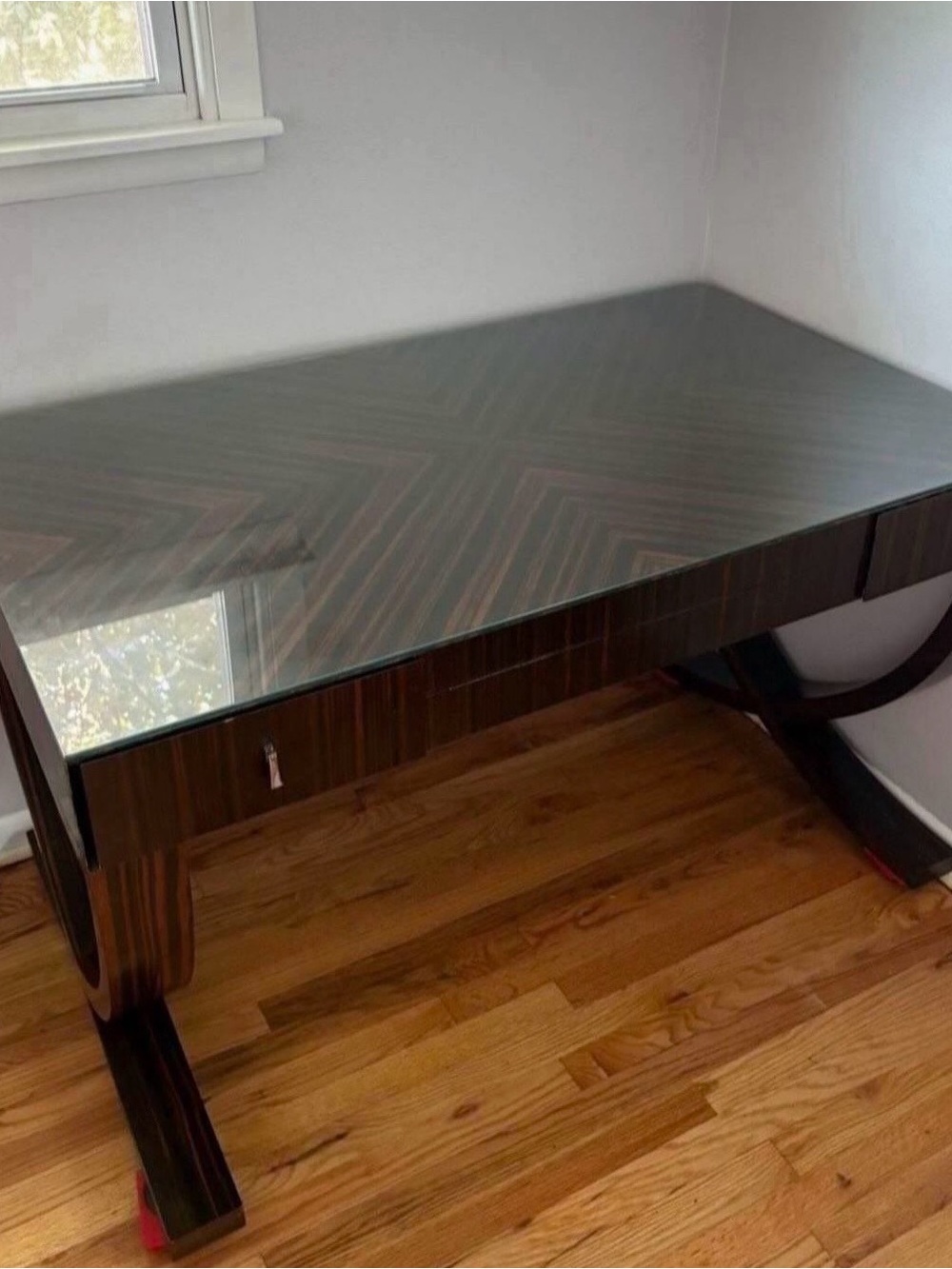Ebony Wood Glass-Top Desk